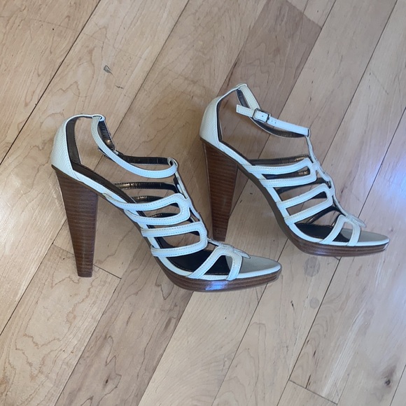 Linea Paolo White Cage Heel Sandals - Picture 5 of 5